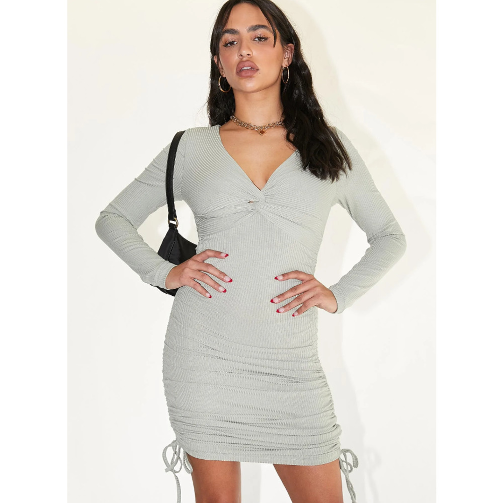 NEW Princess Polly Gina Long Sleeve Green Bodycon Mini Dress